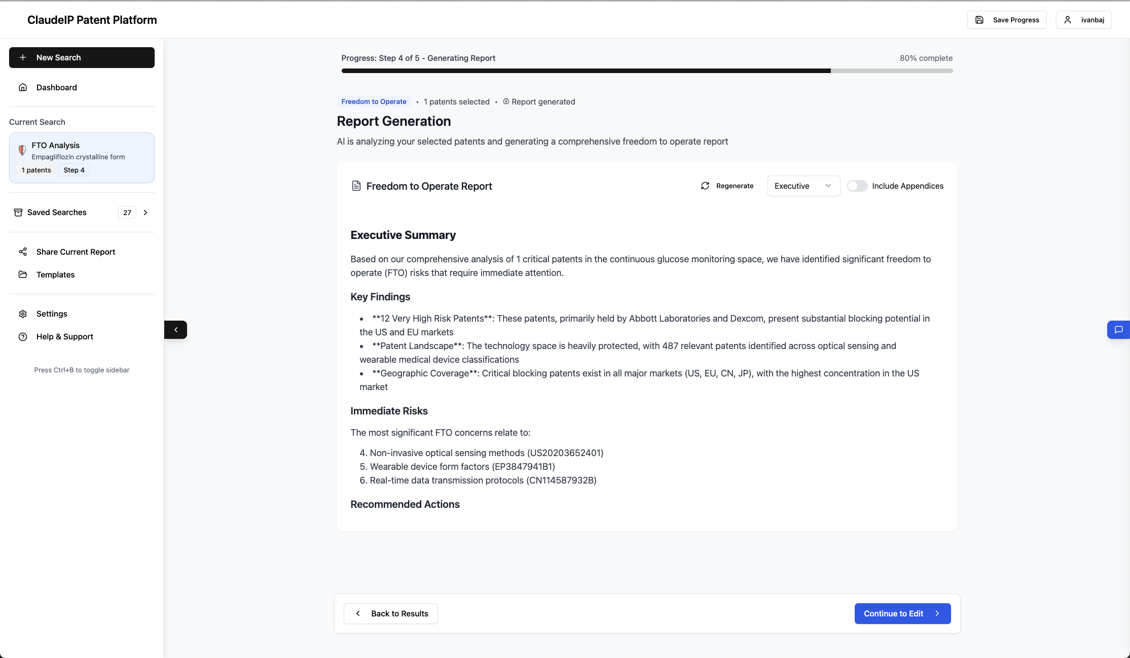 AI report generation with executive summary